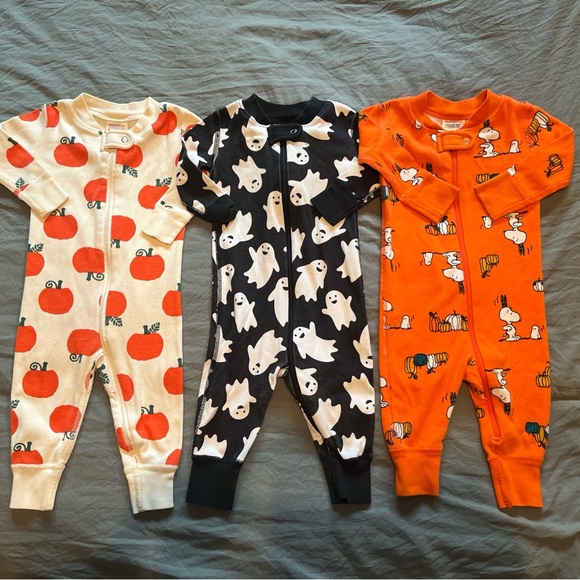 Hannah Anderson Halloween Fall Set Of 3. 3-6 Month Pajama One Piece Lot